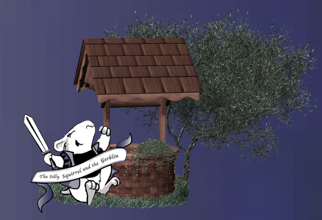 Harriet at a wishing well